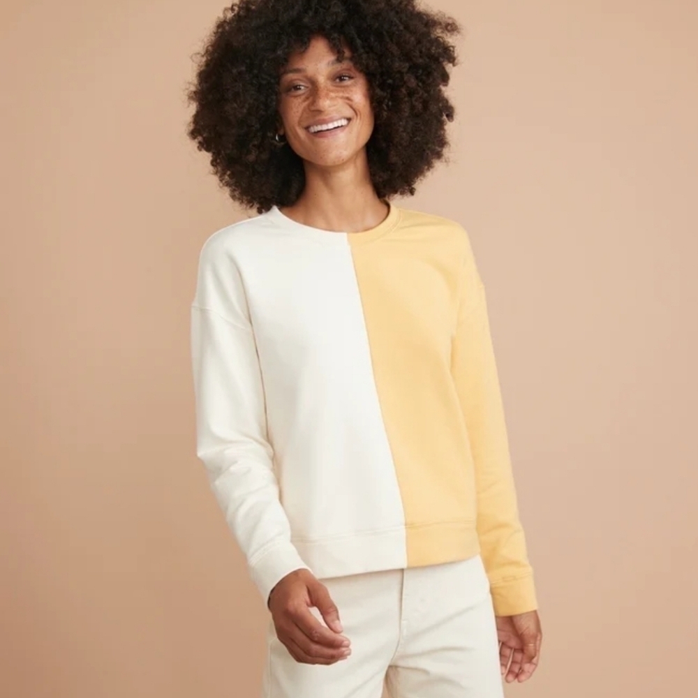 Marine layer Cate Sweatshirt in Ochre/Antique White
